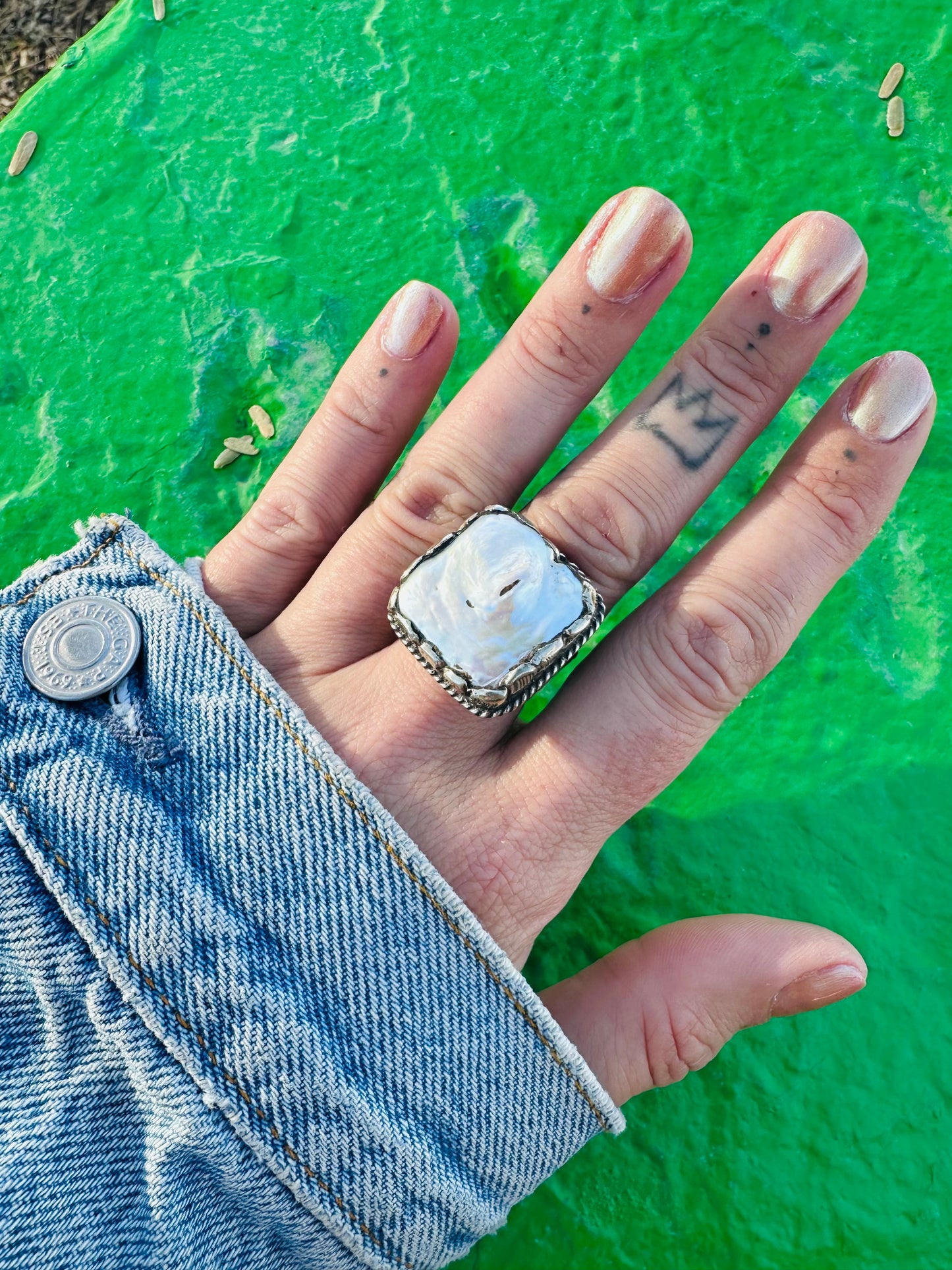 Square Or Circle Freshwater Pearl Rings