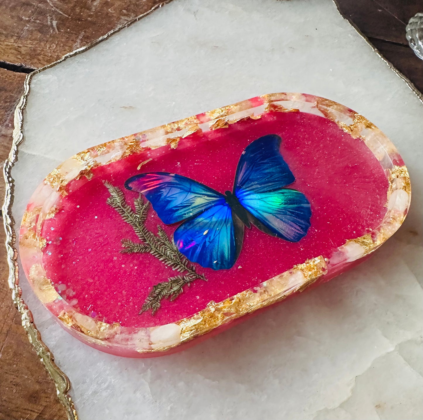 Rose Quartz Butterfly Tray